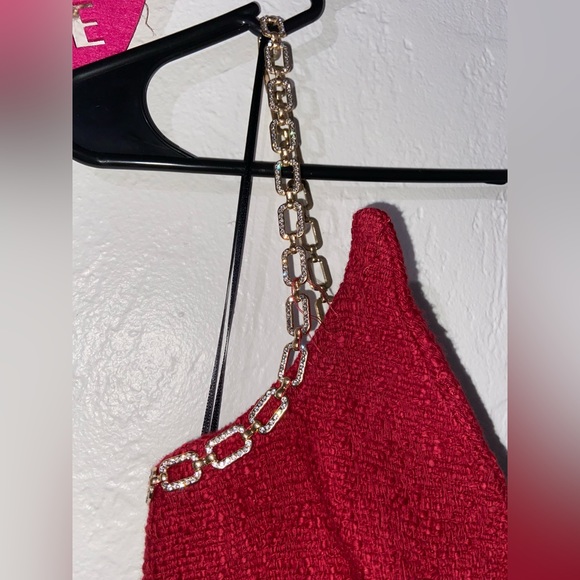 Zara Red mini dress with gold accents Size Small - Picture 3 of 8